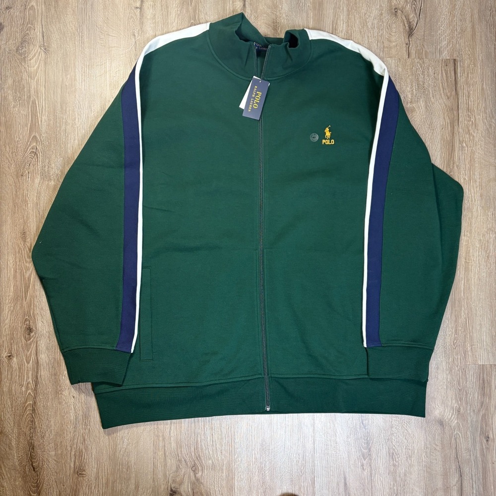 NWT Polo Ralph Lauren Double Knit Taped Track Jacket Mens 4XLT Green NEW